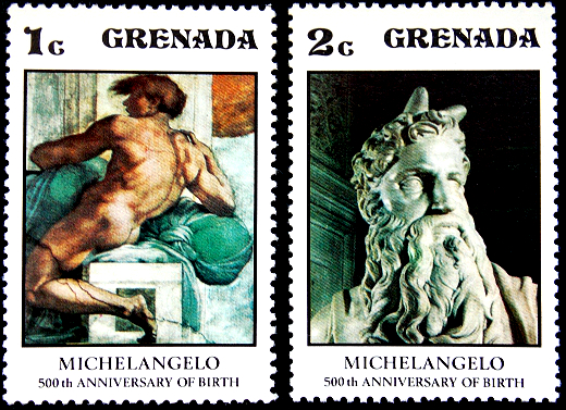 Гренада 1975 год . Марки из серии     500th Birth Anniversary of Michelangelo